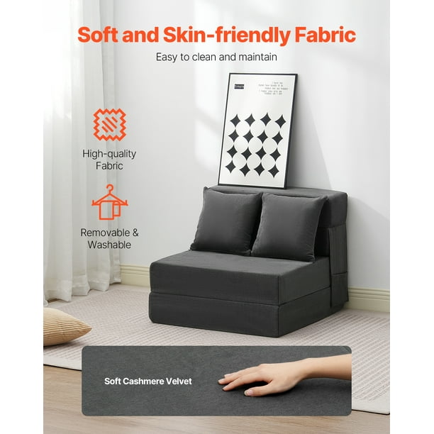 VEVOR Folding Sofa Bed 3-in-1 Foldable Couch Bed with 2 Pillows