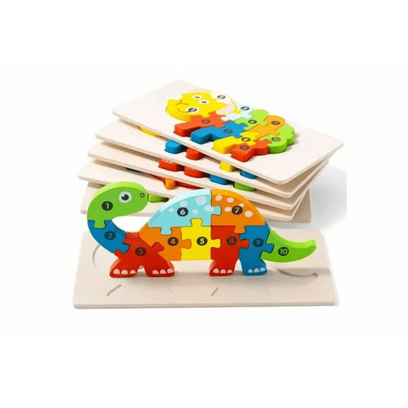 Rompecabezas Didáctico De Madera De Animal Para Niños Xtellar multicolor