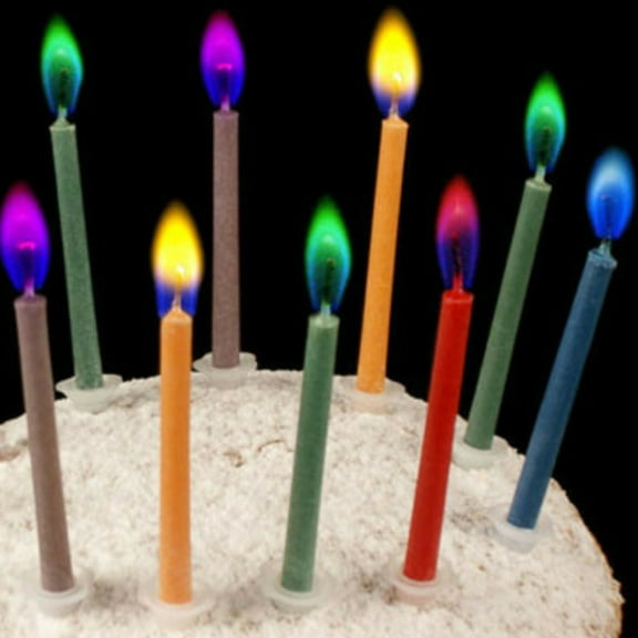 Birthday Candles -10pcs Happy Birthday Candles for Cake,Colorful Flame Candles,Holders Included