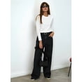 thumbnail image 4 of Cotton Long Sleeve Tee Shirts for Women Slim Fit Tshirts Basic Tops Crewneck Layering Undershirts White M, 4 of 9