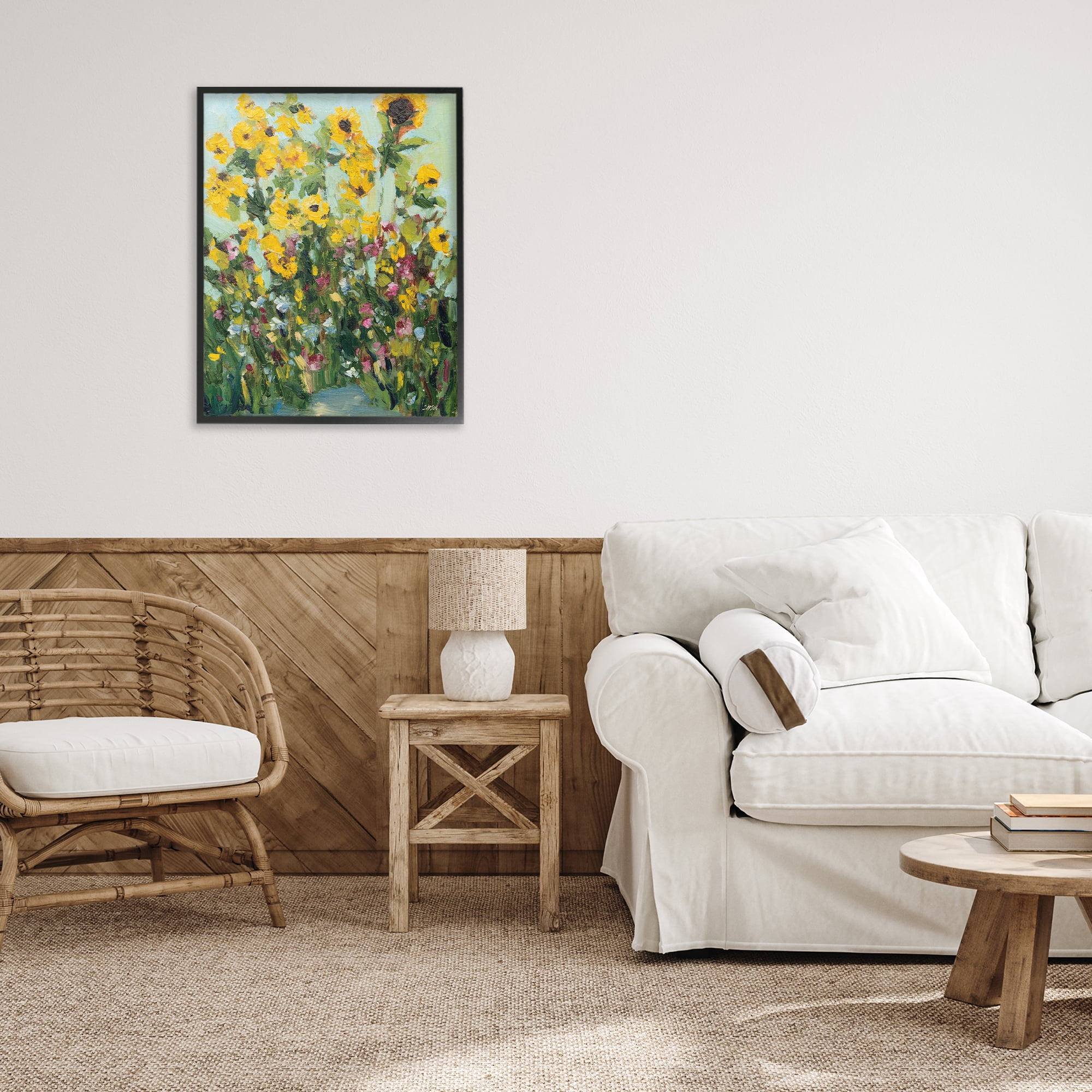 Stupell Industries Sunlit Sunflowers in Garden Black Framed Giclee Art, design by Carson Overstreet