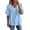 *Light Blue, variant on Women's Fringe Trim V-Neck Tunic , Ladies' Layered Ruffle Half Sleeve Blouse , Casual Textured Summer Shirts For Women,Wine,S-2XL