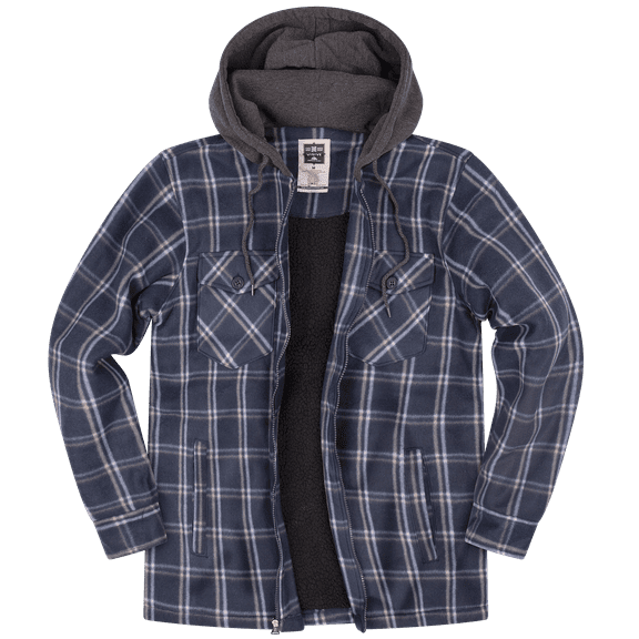 Visive Men's Sherpa-Lined Flannel Hoodie Jacket - Warm Zip-Up Layer for Cold Weather - Classic Fleece Plaid Pattern - Perfect for Hiking, Camping, & Everyday Winter Wear - Durable & Fashion-Forward
