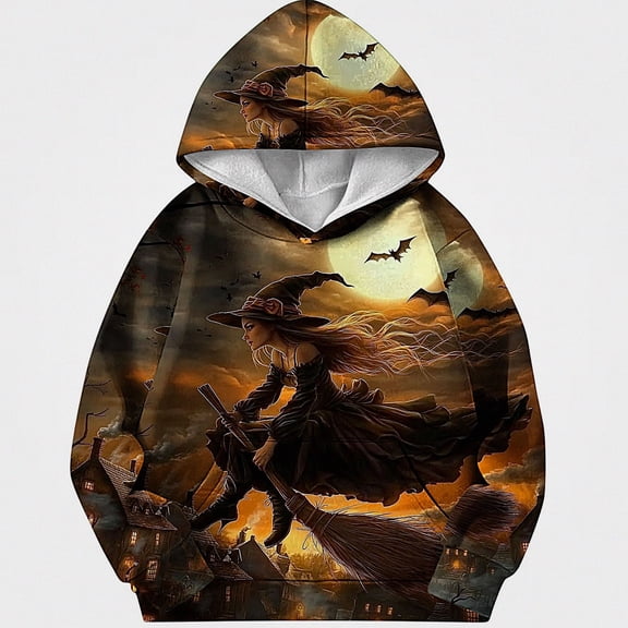 DJDLJWCJ Boys Halloween Long Sleeve Hoodie Kids Halloween Print Pullover Sweatshirts, Fun Casual Fall Festival Tops Multicolor Size 3T