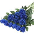 thumbnail image 1 of Xiao Hua 12 ramos de flores artificiales de seda, rosas realistas con tallos largos para decoración del hogar, boda o fiesta (azul), 1 of 4