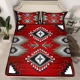 thumbnail image 2 of Homewish Vintage Western Aztec Full Size Sheets for Adult, Black Red Square Triangle Bed Sheets, Mandala Style Sheet Sets, Super Cozy Room Decor, 4-Piece, 2 of 7