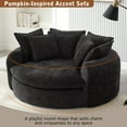 thumbnail image 4 of Harper & Bright Designs Compressed Round Chaise Sofa, Foam Chenille Single Sofa Chair, Boneless Round Sofa with 8 Throw Pillows for Living Room, Black, 4 of 17