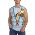thumbnail image 2 of Lsque Giraffe Come Out From Zipper Print Men's Cotton Blend Sleeveless Muscle Shirts (S-3XL)- Moisture Wicking, Odor Protection, UPF 30+,X-Large, 2 of 8