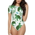 thumbnail image 2 of Uemuo Cartoon Turtle Pattern Women's One Piece Short Sleeve Swimsuit Rash Guard Surfing Modest Quick-drying Swimsuit Beach Essentials-Large, 2 of 9