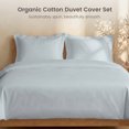 thumbnail image 2 of Bioweaves 100% Organic Cotton King Duvet Cover Set, 3-Piece, 300 Thread Count Sateen Weave GOTS Certified Comforter Cover with Buttoned Closure and 2 Pillow Shams – Shore, 104x90 inches, 2 of 9