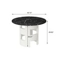 thumbnail image 3 of 42.12"W Round Dining Table with Printed Black Marble Table Top, Minimalism Style Coffee Table with MDF Base, Leisure Kitchen Table for Living Room, Bedroom, Kitchen, Black White, 3 of 8