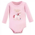 thumbnail image 3 of Hudson Baby Infant Girl Cotton Bodysuit, Pant and Shoe 3pc Set, Magical Christmas, 9-12 Months, 3 of 4