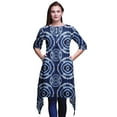 thumbnail image 1 of Bimba Blue Tie & Dye Shibori Asymmetric Kurta Indian Tunic Tops For Women Printed Indian Clothing XX-Large, 1 of 6