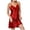 Watermelon Red, variant on Mutghys Women's Satin Nightgowns V Neck Lace Trimmed Spaghetti Straps Solid Color Silk Pajama Dress Home Lounging Soft Comfy Nightdress S-2XL