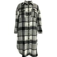 thumbnail image 3 of Womens Casual Plaid Button Down Jackets Puff Sleeve Long Trench Coats Shackets, 3 of 3