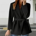 thumbnail image 2 of Yigetop Business Casual Outfits for Women, Turn Down Collar Tie Up Women Elegant Lady Long Sleeve with Belt Fitted Blazers for Women Black L, 2 of 6