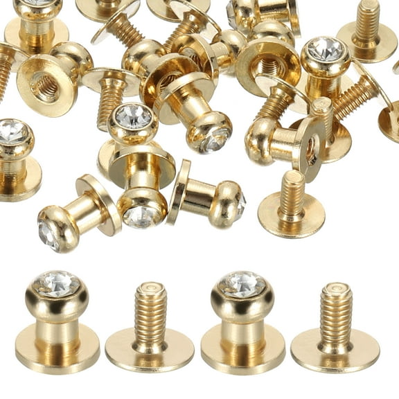 Uxcell 15 Pack 6*8*8mm Rivets for Leather Round Head Rivets Metal Button Spikes Light Gold