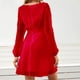 thumbnail image 5 of Vestido ajustado Pompotops de manga larga color sólido cuello cuadrado para mujer hdfakjf1263, 5 of 6