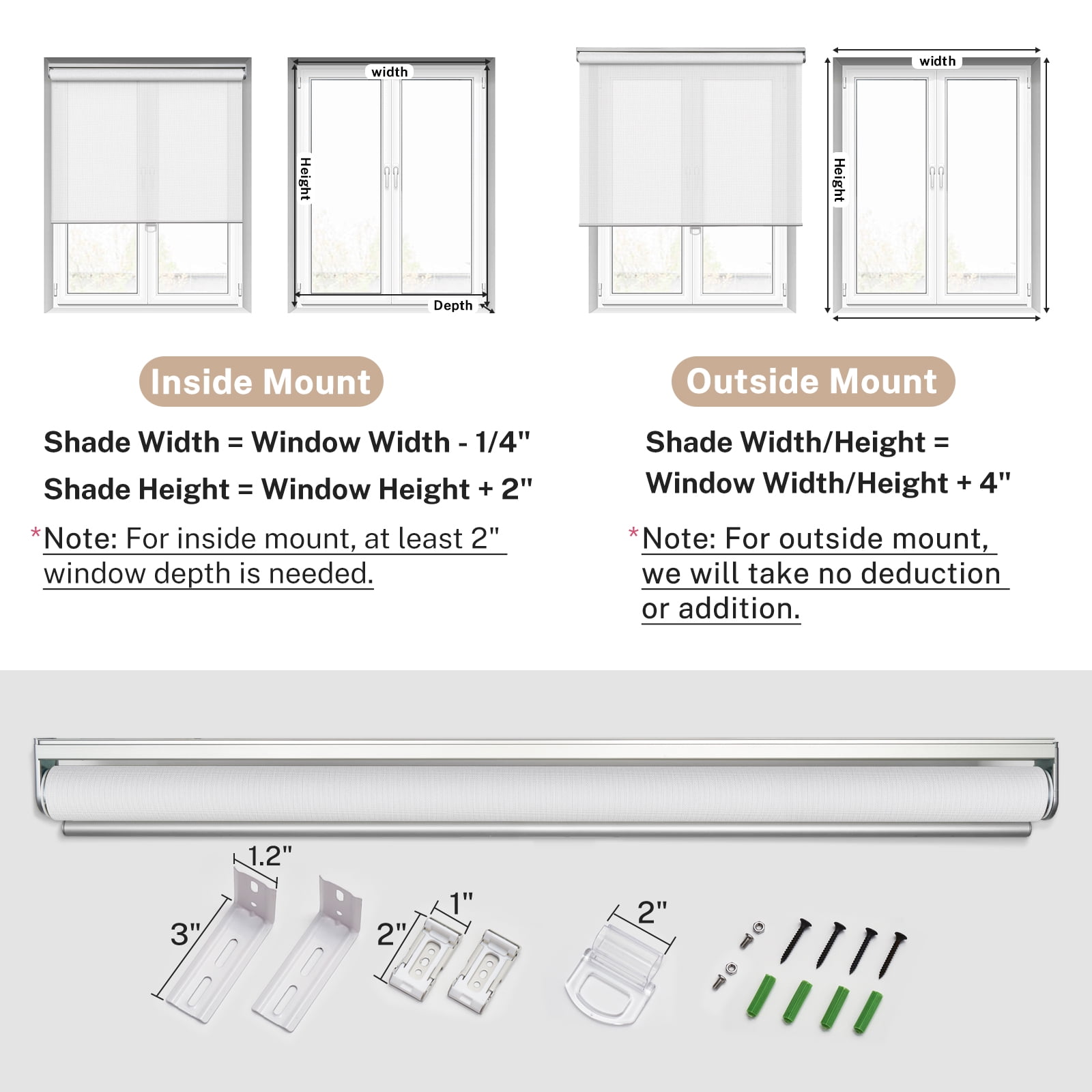 Keego Cordless Roller Shades Light Filtering Blinds for Windows Room Darkening Rolled Up Shades UV Protection Window Shades Door Blinds for Home and Office(Khaki, 46"W x 66"H)