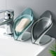 thumbnail image 5 of Advancent Soporte en forma de hoja, herramienta de limpieza de esponja, soporte de escurridor, drenaje de esponja de cocina Juegos de accesorios de baño gris, 5 of 6