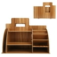 thumbnail image 5 of Desktop Organizer Multifunction Wooden Storage Rack Stationery Pen Holder Container, 5 of 5