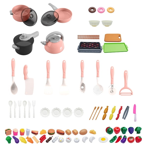 Juguetes Para Niño Juego de cocina para niños, juguete de corte con platos, utensilios y utensilios de cocina realistas y seguros, juguete educativo para niños pequeños. Juguetes Para Bebe 1 Año