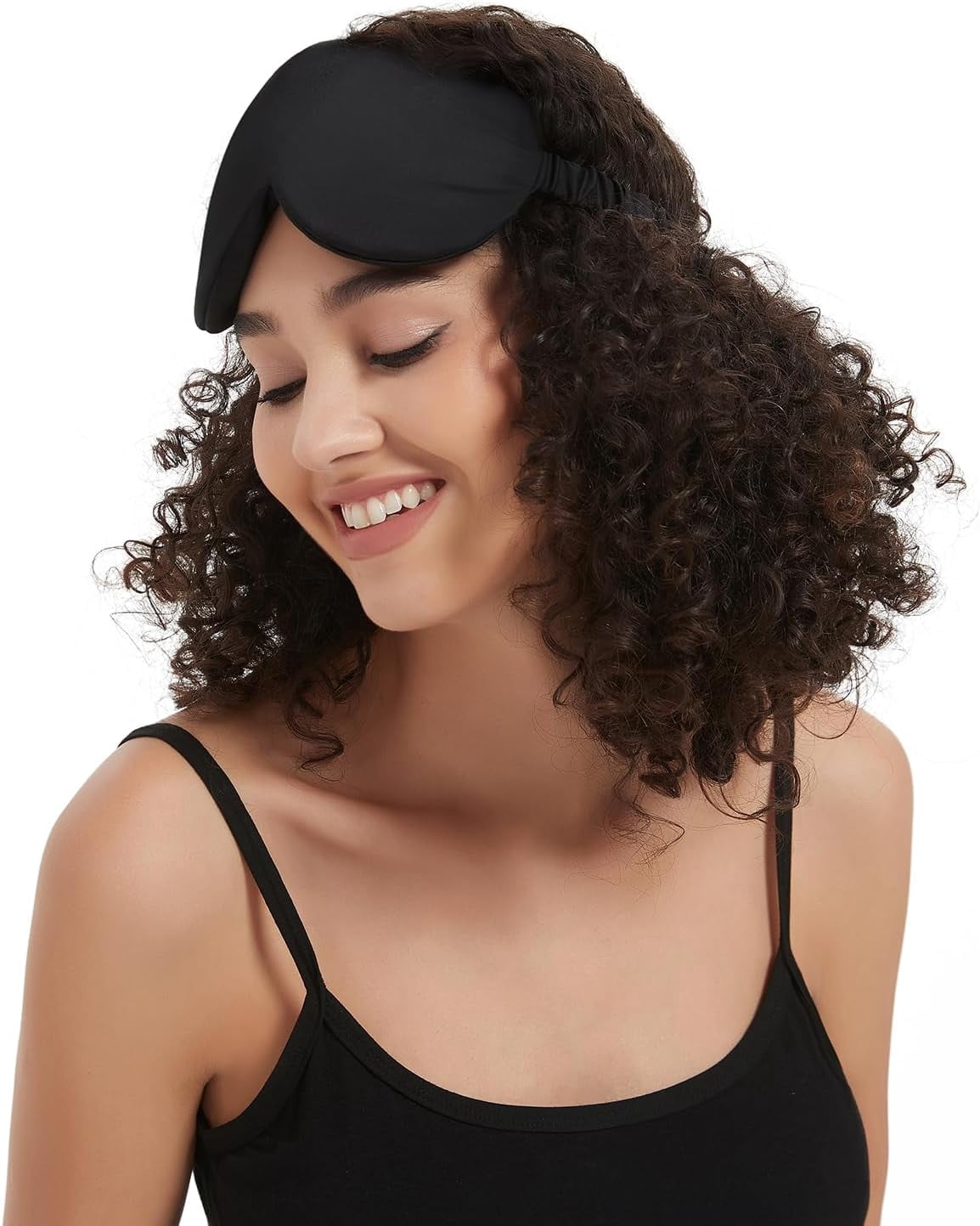 Sleep Mask with Silk-Covered Headband for Hair Care, Silk Eye Mask Comfortable Scrunchy Band Over Ears Non-Adjustable Elastic Strap (Thick, Luxury 22 Momme)