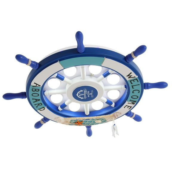 Creative Ceiling Flush Light with Rudder Wood Shade Nautical 8 Bulbs Flushmount Ceiling Light Modern LED Ceiling Lamp Pendant Light