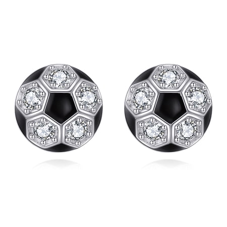 Sports Stud Earrings S925 Sterling Silver Football Earrings Cubic Zirconia Soccer Jewelry Gifts for Women