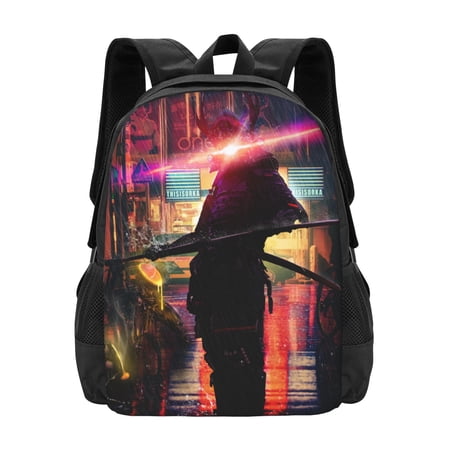 DouZhe Lightweight Backpack, Travel Outdoor Hiking Bag School Bookbag Casual Daypack Cyberpunk Samurai Prints Backpacks for Women Men