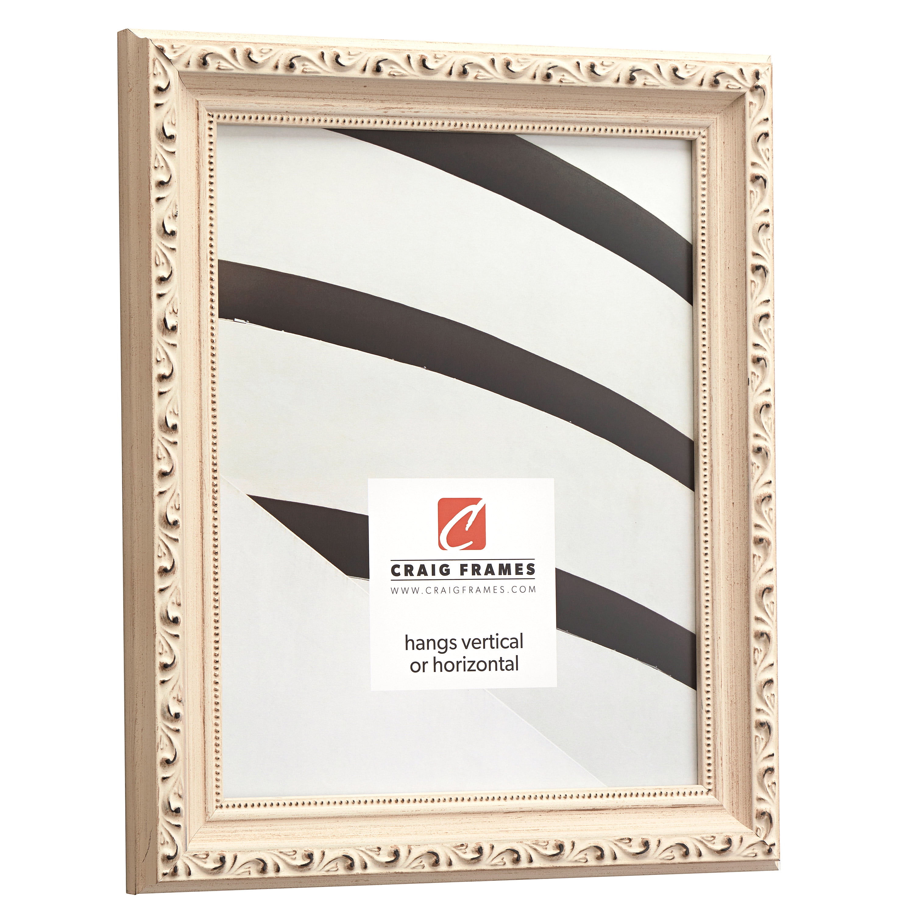 Craig Frames Ancien Ornate, 18x24 inch Off-White Picture Frame Matted for a 12x18 Photo