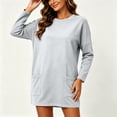 thumbnail image 6 of Tqcoqu Women's Casual Sweatshirt Dress,Round Neck Long Sleeve Tunic Dresses,Pullover Blouse Tops with Pockets, 6 of 9