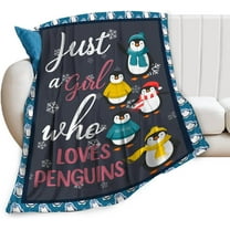 Penguin Blanket Penguin Gifts for Girls Women Just A Girl Who Loves Penguin Throw Blanket for Kids Adults Soft Warm Cozy Fleece Blanket for Couch Sofa ​Bed 50"x60"