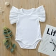 thumbnail image 4 of Gyratedream 2 Pack Baby Girls Puff Sleeve Rib Knit Romper Bodysuit Tops for Kids 0-18 Months, 4 of 6