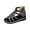 Black, variant on Wedge Sandals for Women Leather Platform Heels Summer Open Toe Vacation Slip on Back Zipper Sandals Bohemia Beach Comfortable Dressy Shoes Beige Size 7