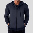 thumbnail image 2 of PEASKJP Sweat à Capuche à Fermeture à Glissière à Manches Longues Décontracté pour Hommes Automne et Hiver (Bleu, m), 2 of 5