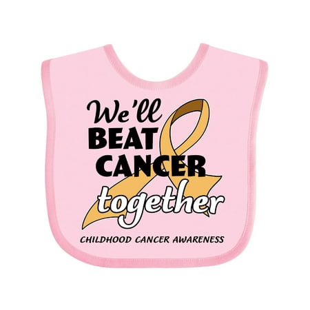 

Inktastic We ll Beat Cancer Together- Childhood Cancer Awareness Gift Baby Boy or Baby Girl Bib