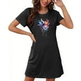 thumbnail image 4 of Sakmal Plus Size Sleepwear for Women Comfy Sleep Dress Short Sleeve Black Butterfly Print Nightgowns, 4 of 5