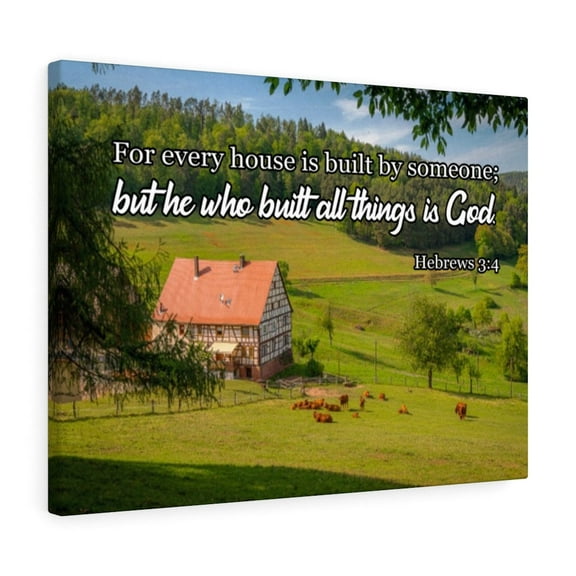 Scripture Walls God Built All Hebrews 3:4 Bible Verse Canvas Christian Wall Art Ready to Hang Unframed