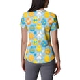 thumbnail image 5 of OIOLOYJM Easter Scrub Tops Women Funny Stretch Bunny Eggs Print Tops Short Sleeve V Neck Shirt Loose Fit Plus Size T Shirts with 2 Pockets Light Blue S, 5 of 5
