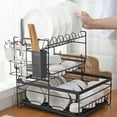 thumbnail image 2 of Organizador de cocina de 3 niveles en negro, ideal para platos, cubiertos, tablas de cortar, vasos y cuchillos – Soporte compacto y funcional., 2 of 6