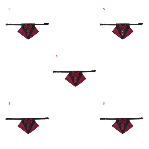 Methold Mascota Bandana Bowknot Mascota Pañuelo Algodón Decoración Animal Babero Bufanda con Collar, Rojo Negro, S Negro rojo S 5piezas