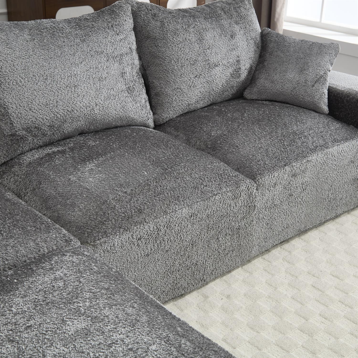 Demi Bonn 108" Modern L-Shaped Sofa, Premium Fabric Couch with Deep Seating, Freestyle Setup, No Assembly Needed for Living Room Relaxation, Gray