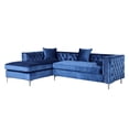 thumbnail image 2 of Chic Home Monet Velvet Modern Contemporary Button Tufted with Silver Nailhead Trim Silvertone Metal Y-leg Left Facing Sectional Sofa, Navy, 2 of 8