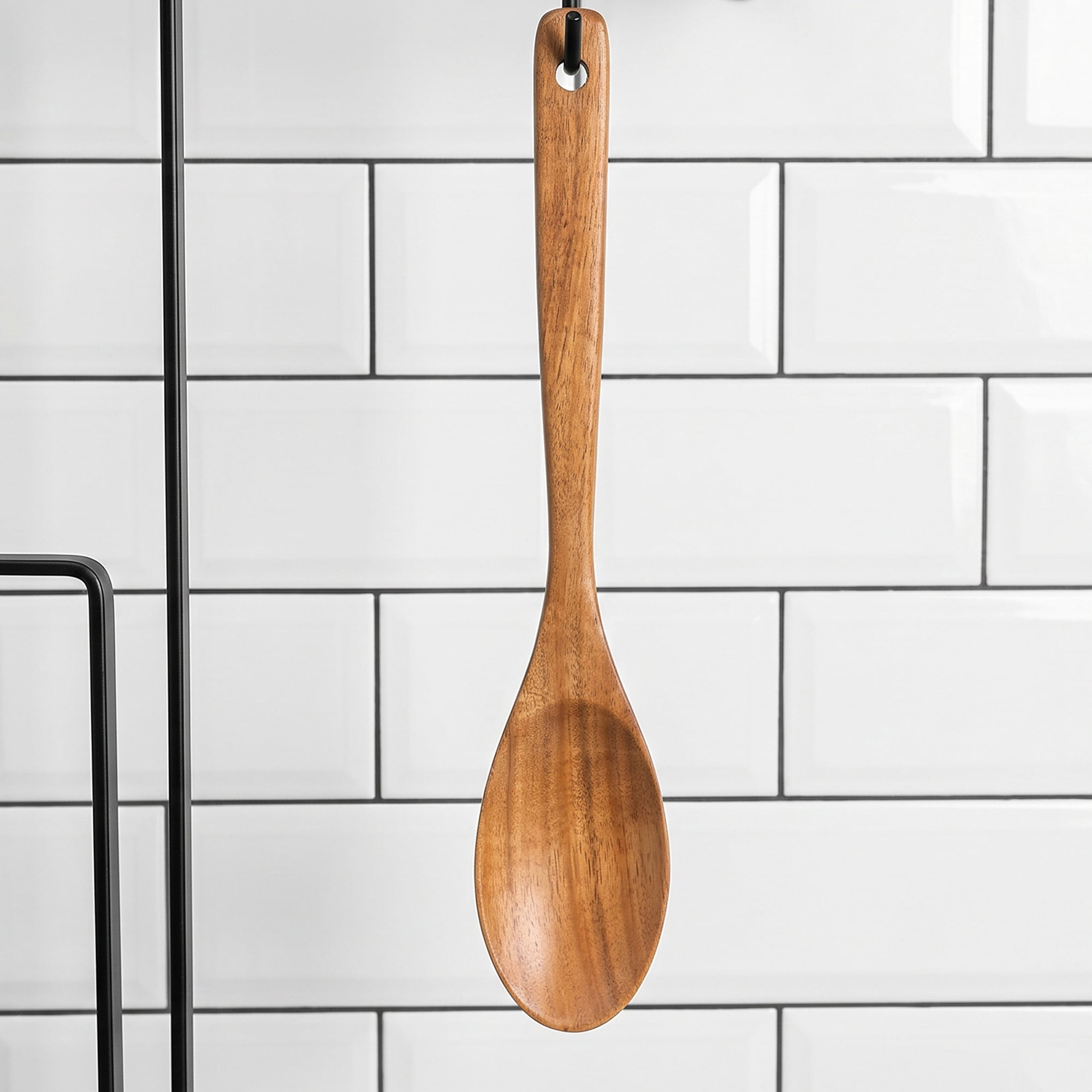 Unique Bargains Wood Spoon Non Stick Safe & Heat Resistant Kitchen Tool Brown C 12"x2.2"