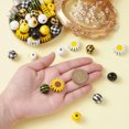 thumbnail image 5 of U8MO 50x Wood Printed Houndstooth Daisy Sunflower Flower Loose Jewelry Spacer Beads, 5 of 6