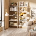 thumbnail image 6 of Ladder Shelf White Wooden Open Bookshelf 5-Tier Wall-Mounted Wood Rack Industrial Modern Plant Flower Stand Utility Organizer Bookcase Metal Frame Furniture Office Kitchen Bedroom, 6 of 9