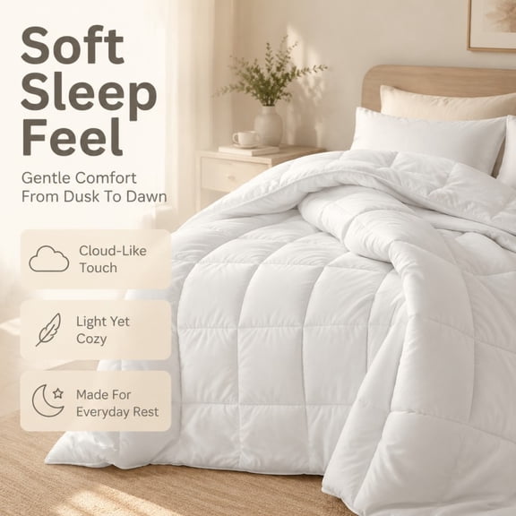 Soft Lightweight Bed Comforter, All‑Season Microfiber Duvet Insert, Breathable Quilted Comforter, Multi‑Color & Size Options