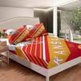 thumbnail image 2 of YST American Football Sheet Set Rugby Decor Sports Game Bed Sheets Set King, Boys American Football City Sheets Red Yellow White Geometry Striped Top Fitted Sheet 4Pcs (Kansas), 2 of 5