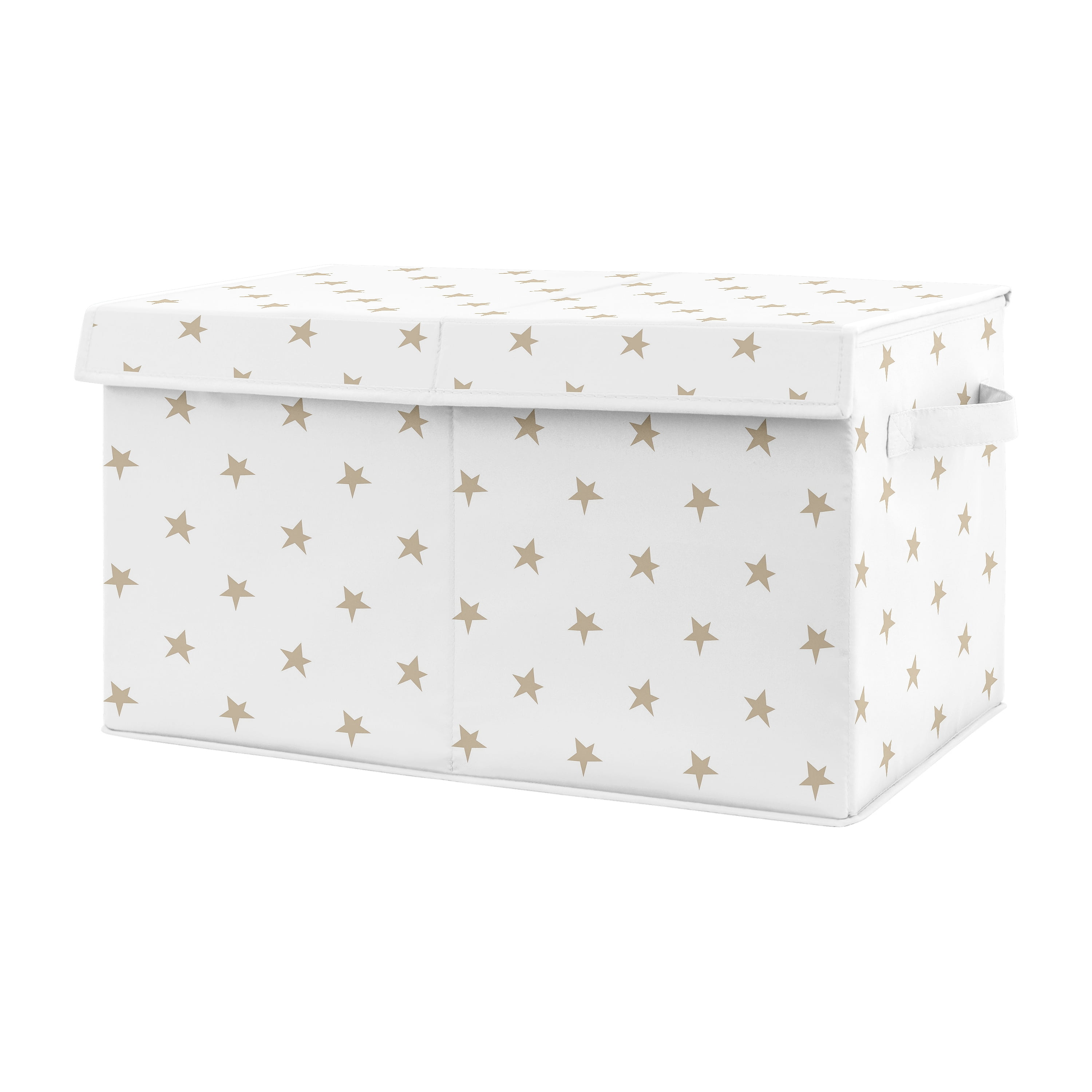 Gold and White Celestial Star Fabric Toy Bin Storage Box by Sweet Jojo Designs